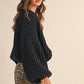Christina Balloon Sleeve Cardigan in Black
