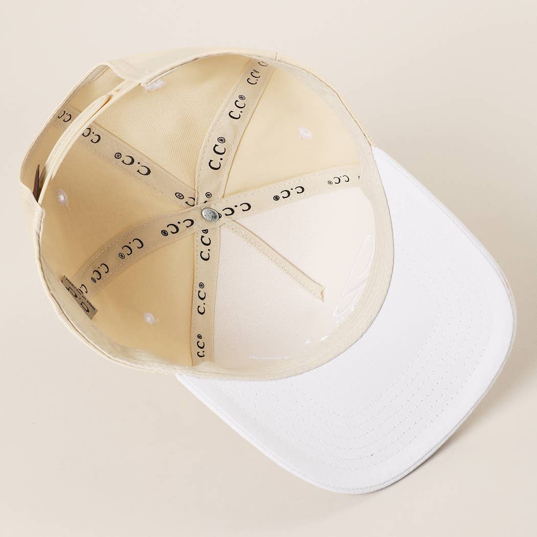 BRIDE Embroidered  Canvas Two-Tone Trucker Hat in White