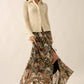 Courtney Floral Front Slit Woven Maxi Skirt in Black