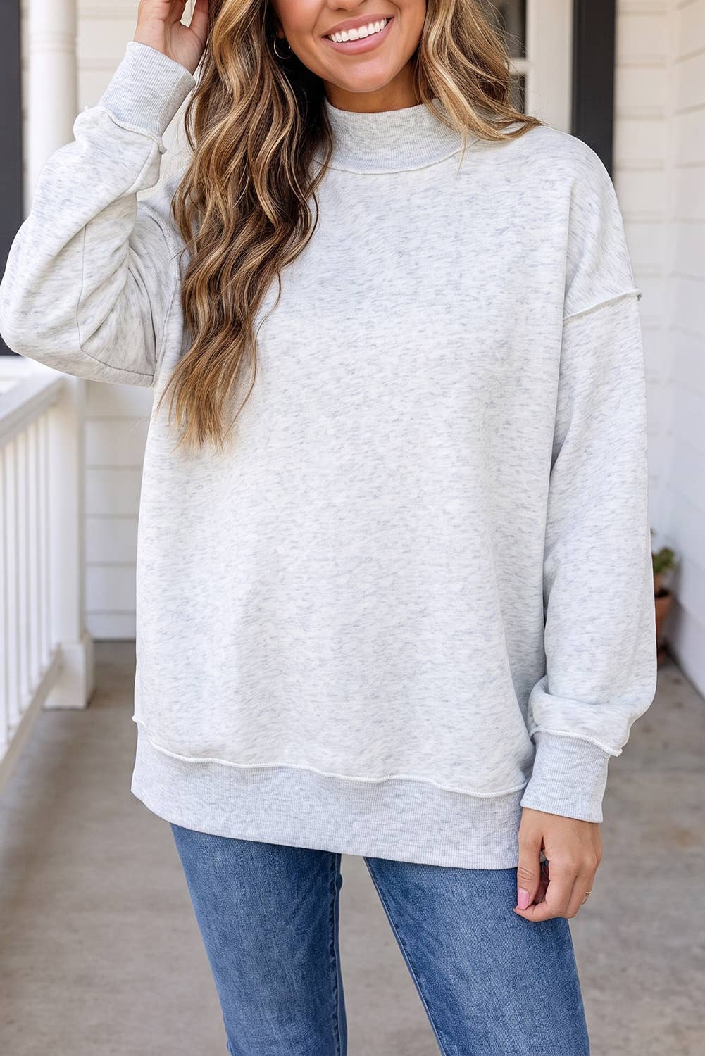 Brynna Reversible Mock Neck in Grey