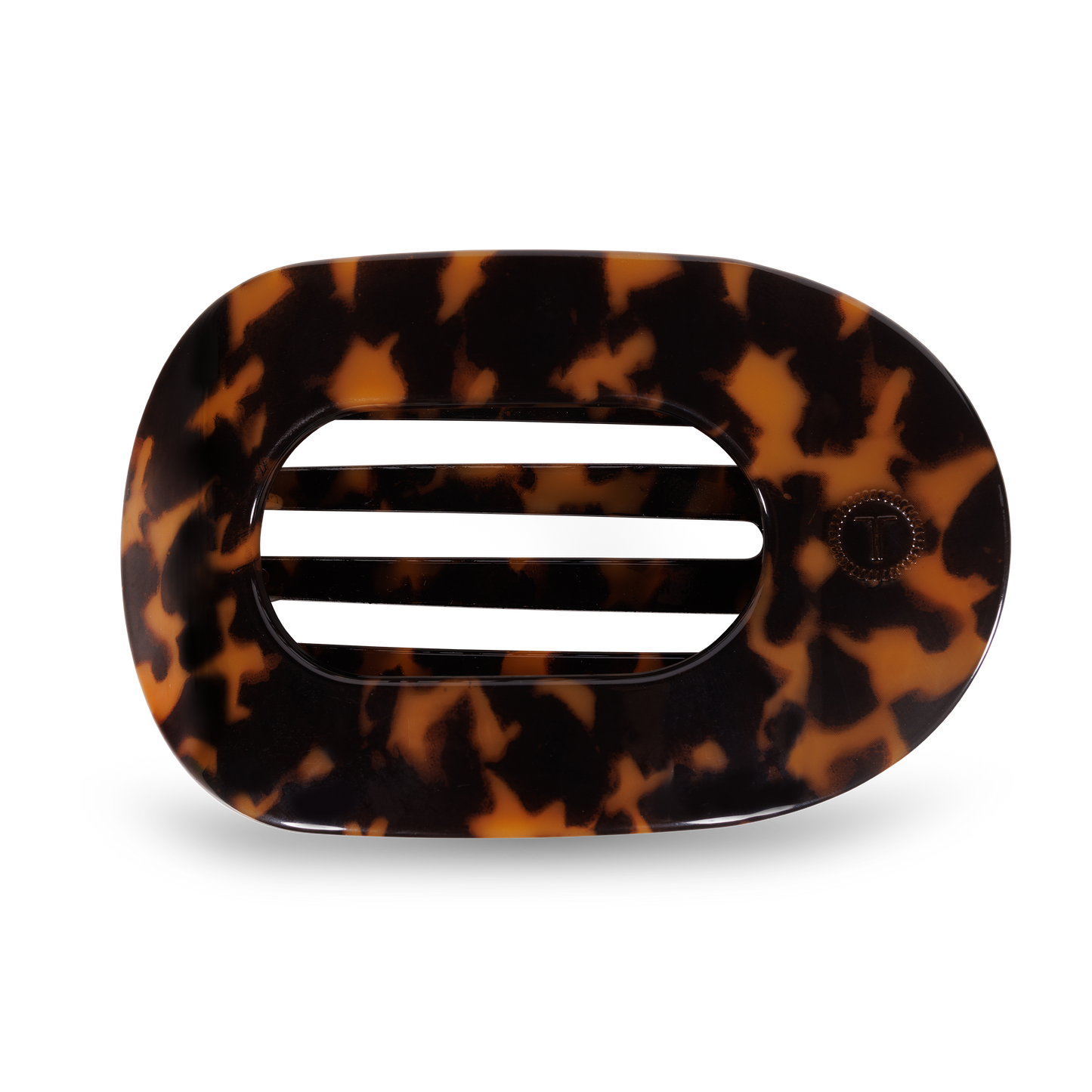 Round Flat Hair Clip Large in Tortoise
