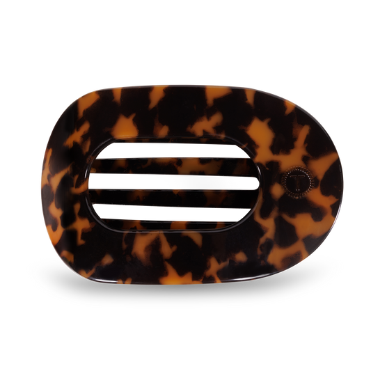Round Flat Hair Clip Large in Tortoise