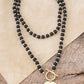 Multi Strand Wooden Beads Short Coin Necklace in Black and Gold