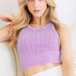 Julia Vintage Cable Knit Highneck Crop Top in Vintage Amethyst