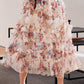 Joni Floral Ruffled Mesh Skirt in Ecru
