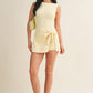 Sleeveless Wrap Tie Front Dress in Lemon