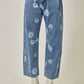 Korrine Printed Barrel Denim Jeans in Dark Denim
