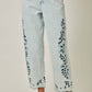 Cayla Embroidered Straight Leg Mom Jeans