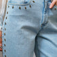 Laney Western Diamond Studded Straight Leg Jeans