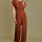 Sara Waist Shirring Jumpsuit in Brown