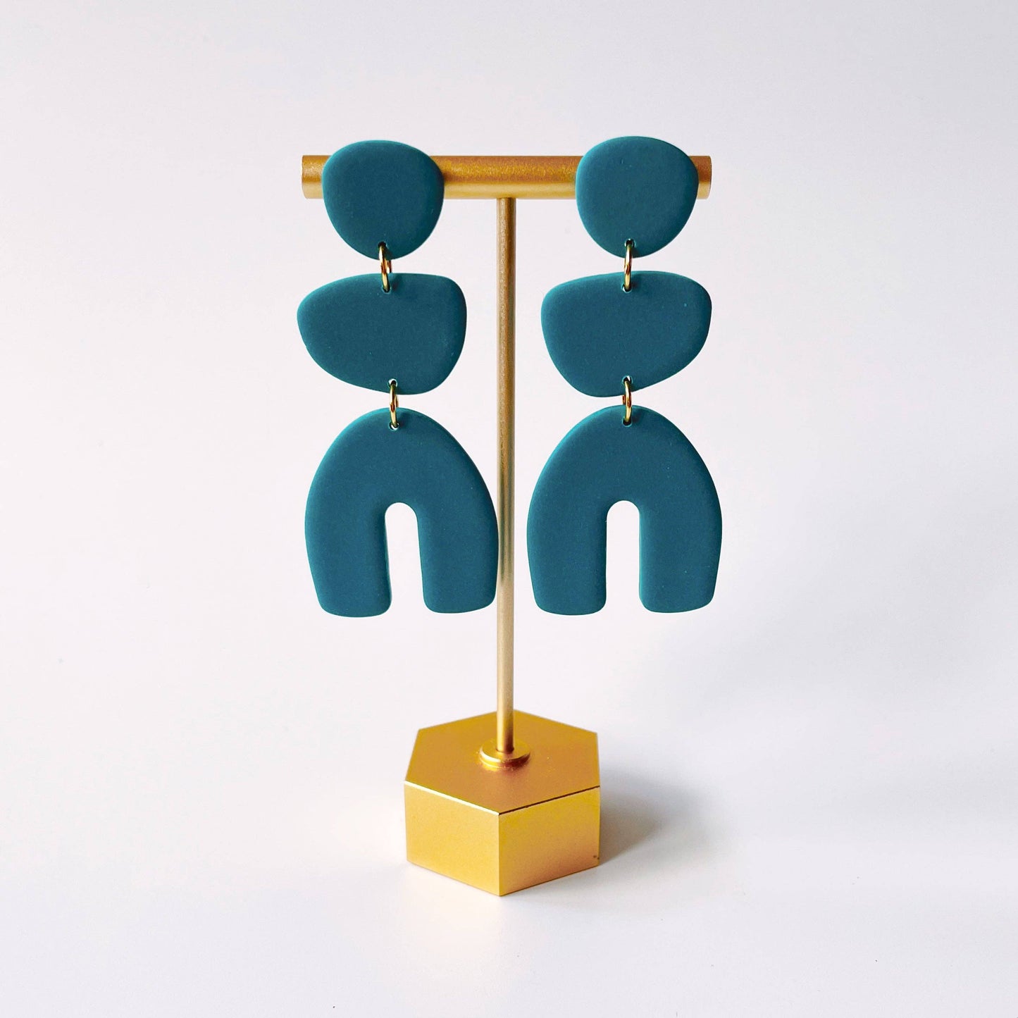 Jemima Tiered Chunky Earrings in Blue spruce