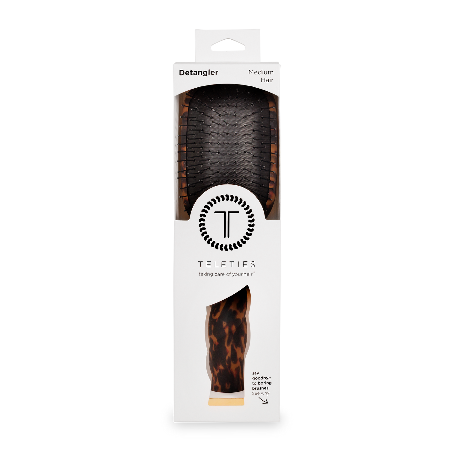 Teleties Detangler Hair Brush for Medium Hair in Tortoise