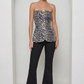 Ambria Leopard Print Stretch Denim Tube Top