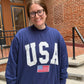 Navy USA 4th Of July Embroidered Mockneck