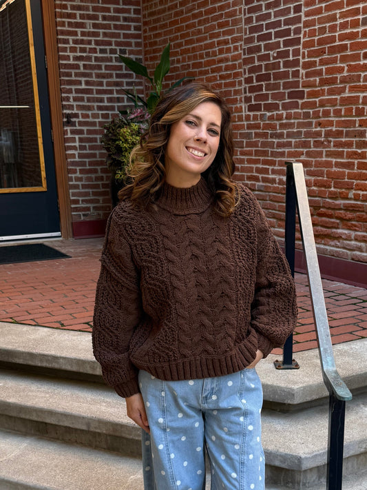 Kenzi Brown Cable Knit Sweater