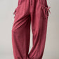 Julia Washed Cargo Pants in Burgundy