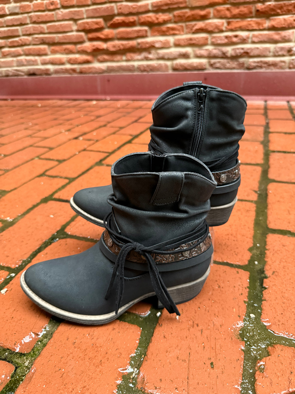 Clover Black Western Bootie