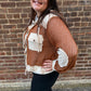 Kylie Open Knit Button Down in Rust