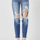 Noelle High Rise Distressed Dark Wash Jeans