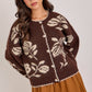 Julia Floral Patterned Cardigan in Mocha