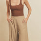 Elle Extra Wide Leg Pull-On Pants in Tan