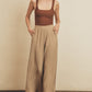 Elle Extra Wide Leg Pull-On Pants in Tan