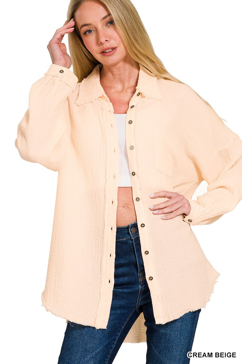 Ashlynn Button Up in Creme Beige