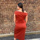 Lauren One Shoulder Midi Dress in Rust