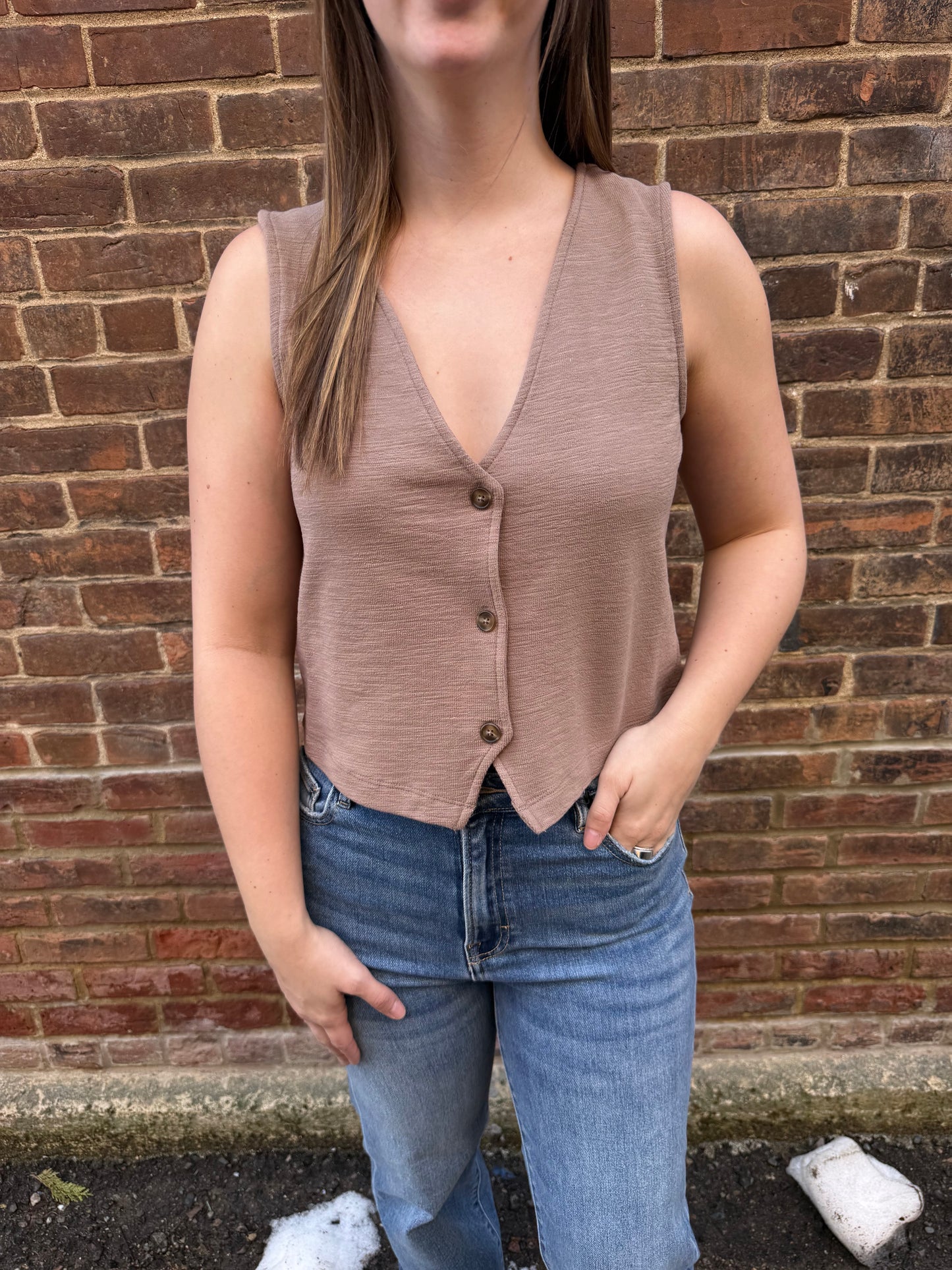 Noelle Textured Tank Top in Milk Shake