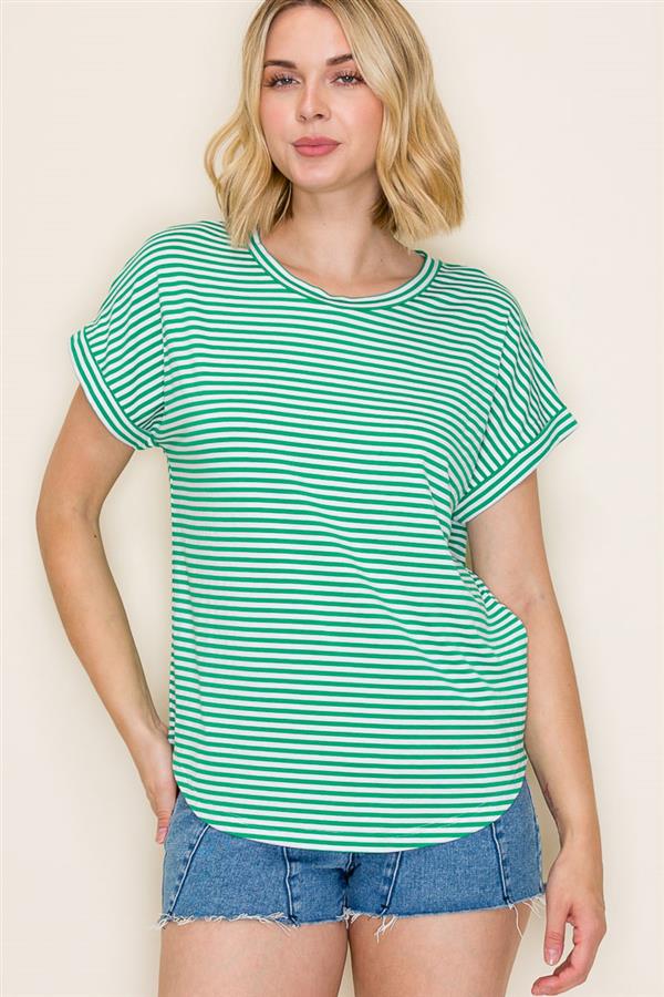 Julia Round Neck Tee in Kelly Green