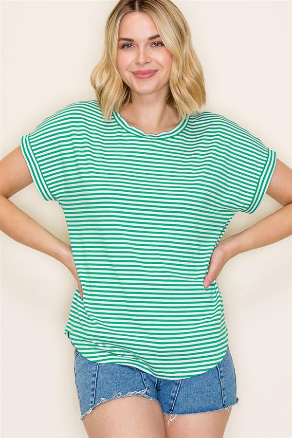 Julia Round Neck Tee in Kelly Green