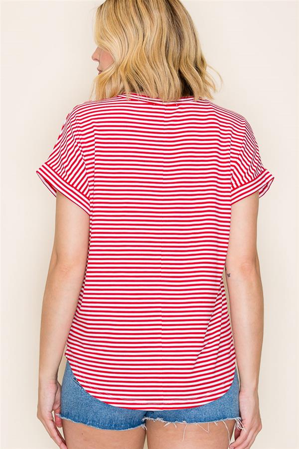 Julia Round Neck Tee in Red