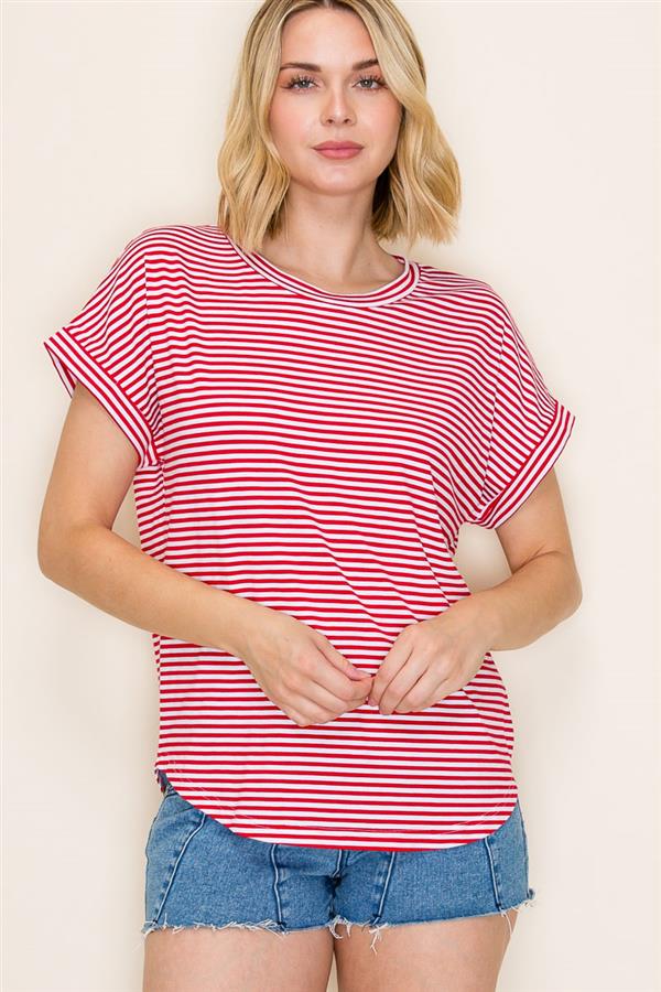 Julia Round Neck Tee in Red