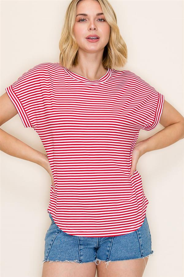 Julia Round Neck Tee in Red