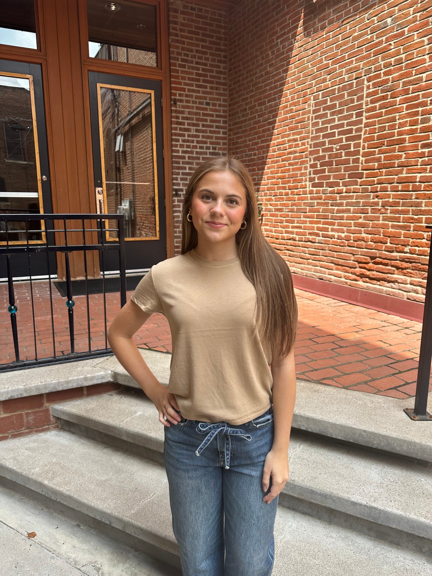 Tourist Knit Jersey Tee in Desert Tan