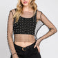 Jane Pearl and Rhinestone Embellished Long Sleeve in Black