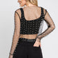 Jane Pearl and Rhinestone Embellished Long Sleeve in Black