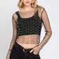 Jane Pearl and Rhinestone Embellished Long Sleeve in Black