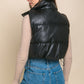 Andie Cropped Leather Vest in Black