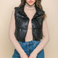 Andie Cropped Leather Vest in Black