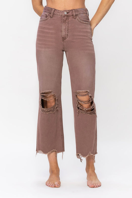 Leslie 90s Vintage Crop Flare Jeans in Aztec