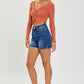 Jenn High Rise Raw Cut Shorts  in Plus Size