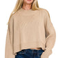 Torrie Side Slit Oversized Cropped Sweater in Light Mocha