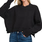 Torrie Side Slit Oversized Cropped Sweater in Black