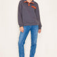 Alexa Charcoal Knit Half Button Up