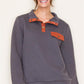 Alexa Charcoal Knit Half Button Up