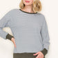 Cora Striped Pullover Top in Hunter Green
