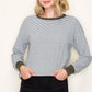 Cora Striped Pullover Top in Hunter Green