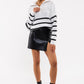 Zoey Striped Half Zip Knit Sweater in White