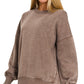 Melanie Mocha Acid Wash Fleece Pullover